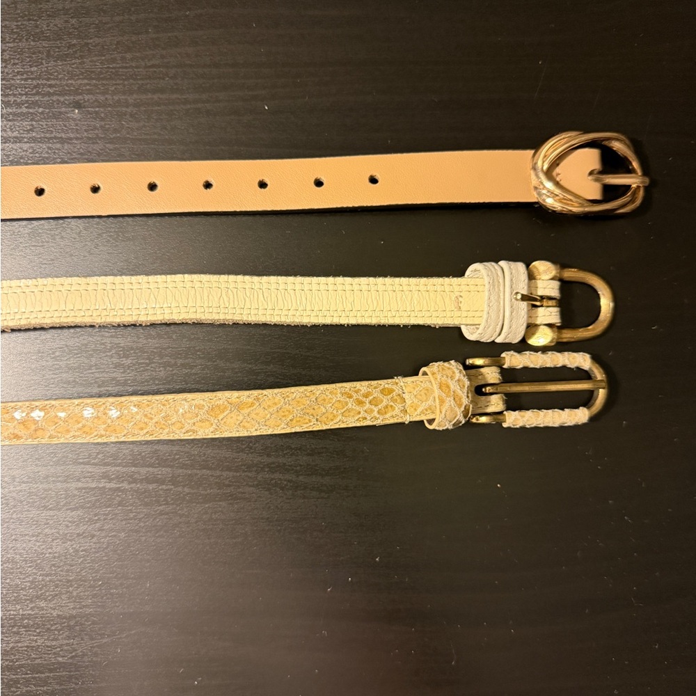 Tan, White, Snake print Women's Belt Set